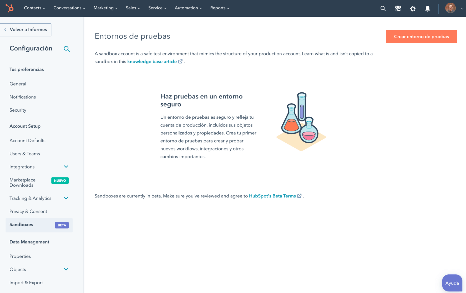 Software sandbox Entorno de pruebas HubSpot